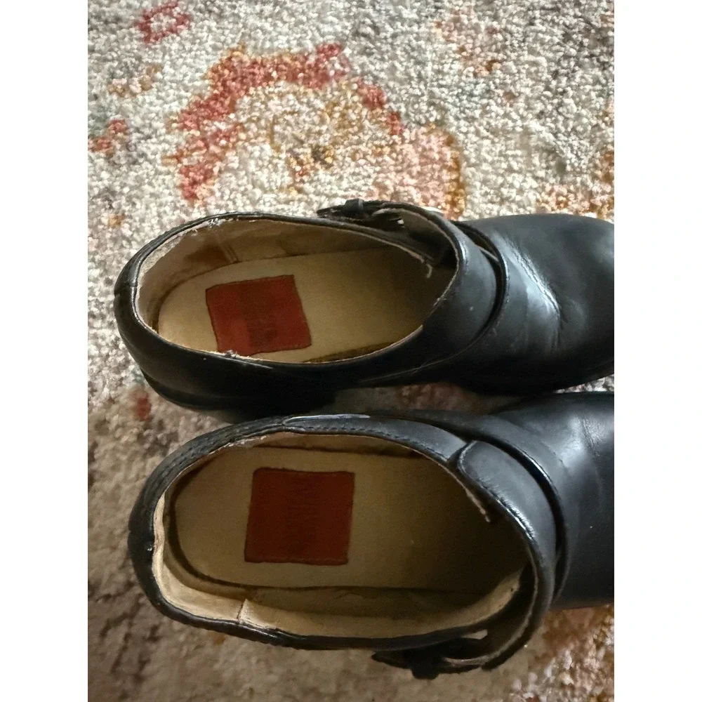 American Eagle Vintage Grunge Divine Black Leather Platform Chunky Block Shoes 6